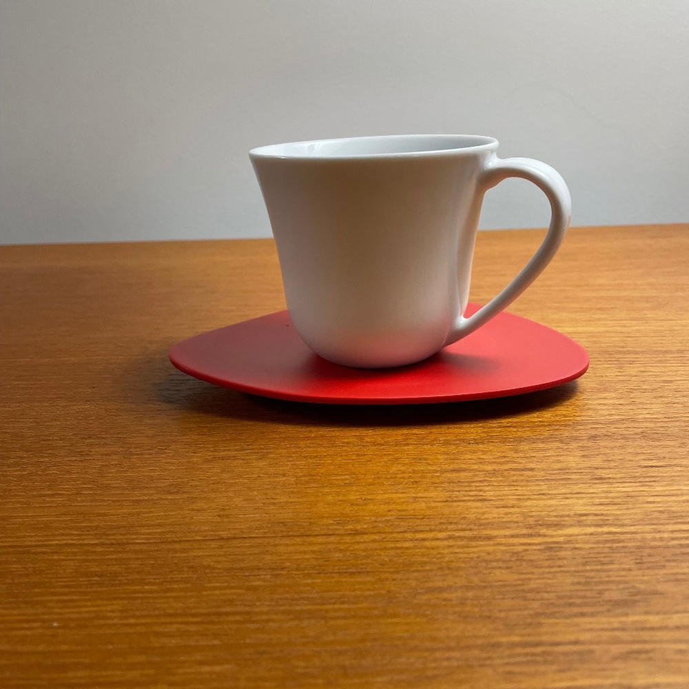 4 NEW Alessi "KU" Coffee Cups in White Porcelain